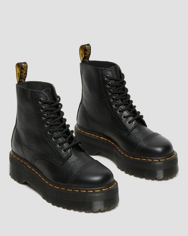 Dr Martens Sinclair Milled Nappa Nahkaiset Naisten Platform Kengät Mustat | Suomi_Dr25851