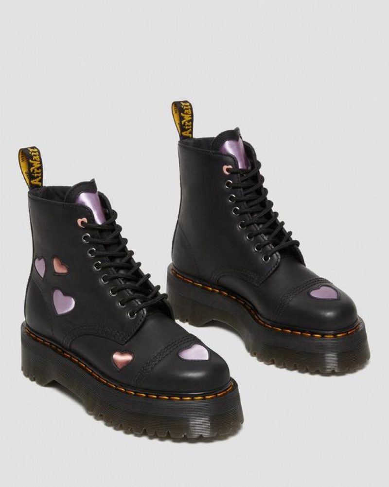 Dr Martens Sinclair Nahkaiset Heart Naisten Platform Kengät Mustat | Suomi_Dr71880