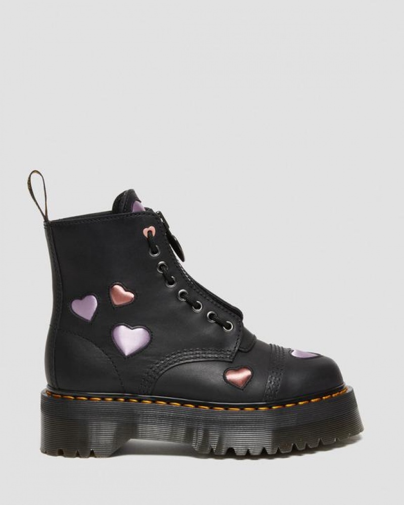 Dr Martens Sinclair Nahkaiset Heart Naisten Platform Kengät Mustat | Suomi_Dr71880