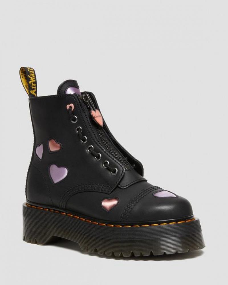 Dr Martens Sinclair Nahkaiset Heart Naisten Platform Kengät Mustat | Suomi_Dr71880