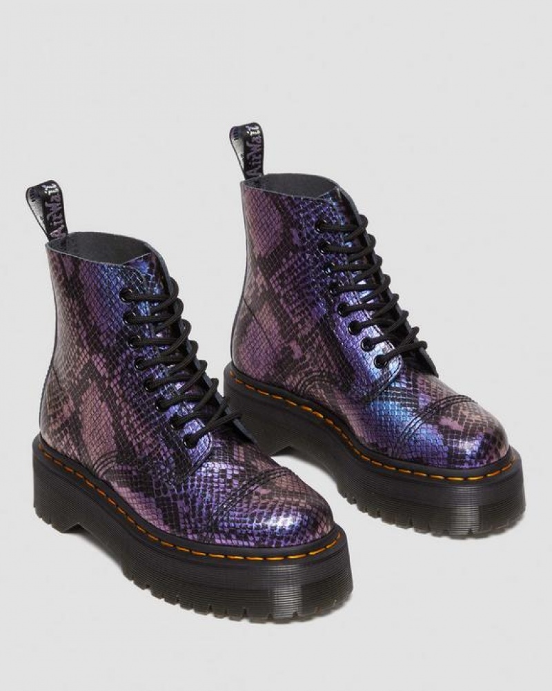 Dr Martens Sinclair Snake Print Emboss Nahkaiset Platform Naisten Saappaat Mustat Monivärinen | Suomi_Dr63961