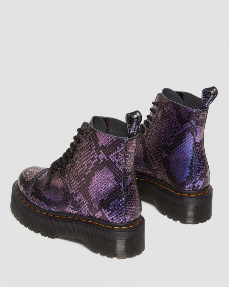 Dr Martens Sinclair Snake Print Emboss Nahkaiset Platform Naisten Saappaat Mustat Monivärinen | Suomi_Dr63961