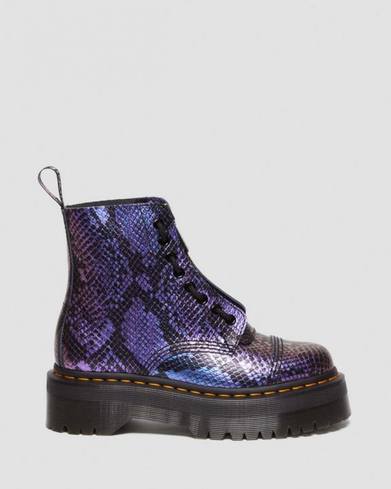 Dr Martens Sinclair Snake Print Emboss Nahkaiset Platform Naisten Saappaat Mustat Monivärinen | Suomi_Dr63961