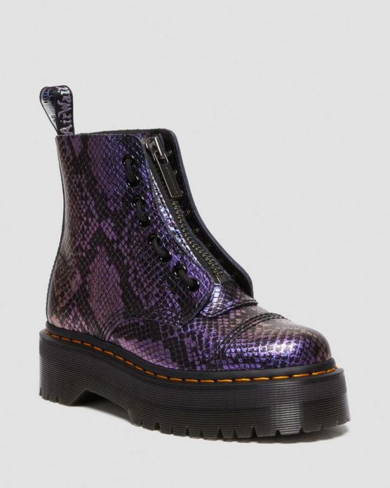 Dr Martens Sinclair Snake Print Emboss Nahkaiset Platform Naisten Saappaat Mustat Monivärinen | Suomi_Dr63961