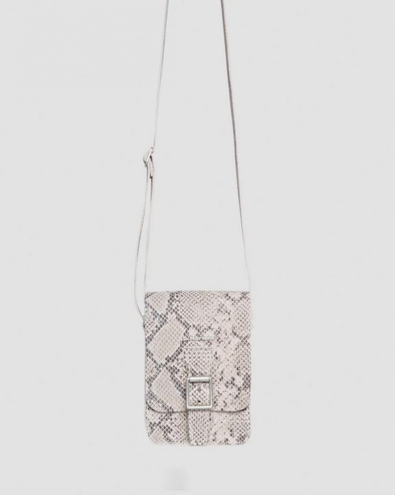 Dr Martens Snake Print Nahkaiset Vertical Crossbody Accessories Laukut Ruskea Mustat | Suomi_Dr95386