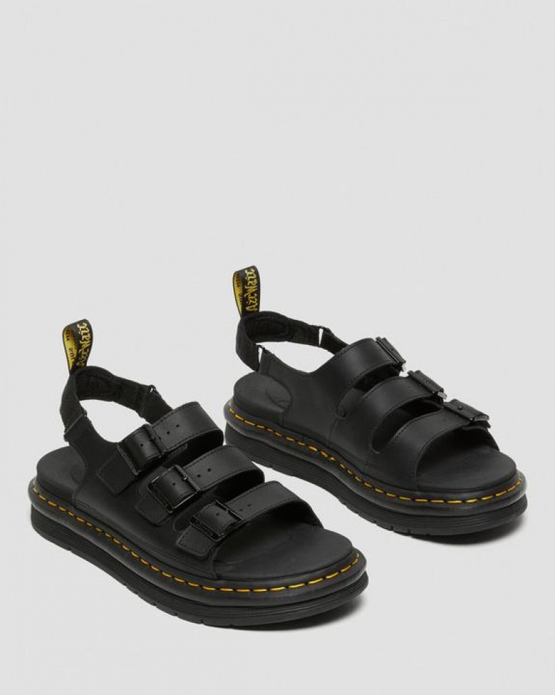 Dr Martens Soloman Men's Nahkaiset Strap Miesten Sandaalit Mustat | Suomi_Dr87674