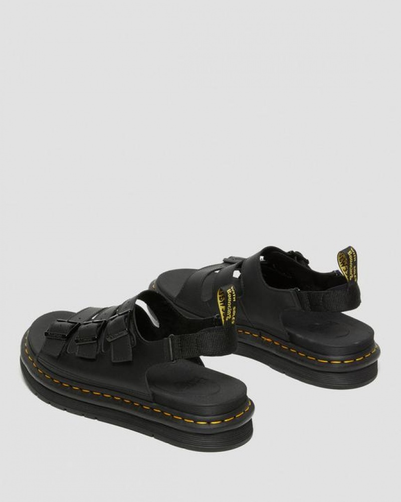 Dr Martens Soloman Men's Nahkaiset Strap Miesten Sandaalit Mustat | Suomi_Dr87674