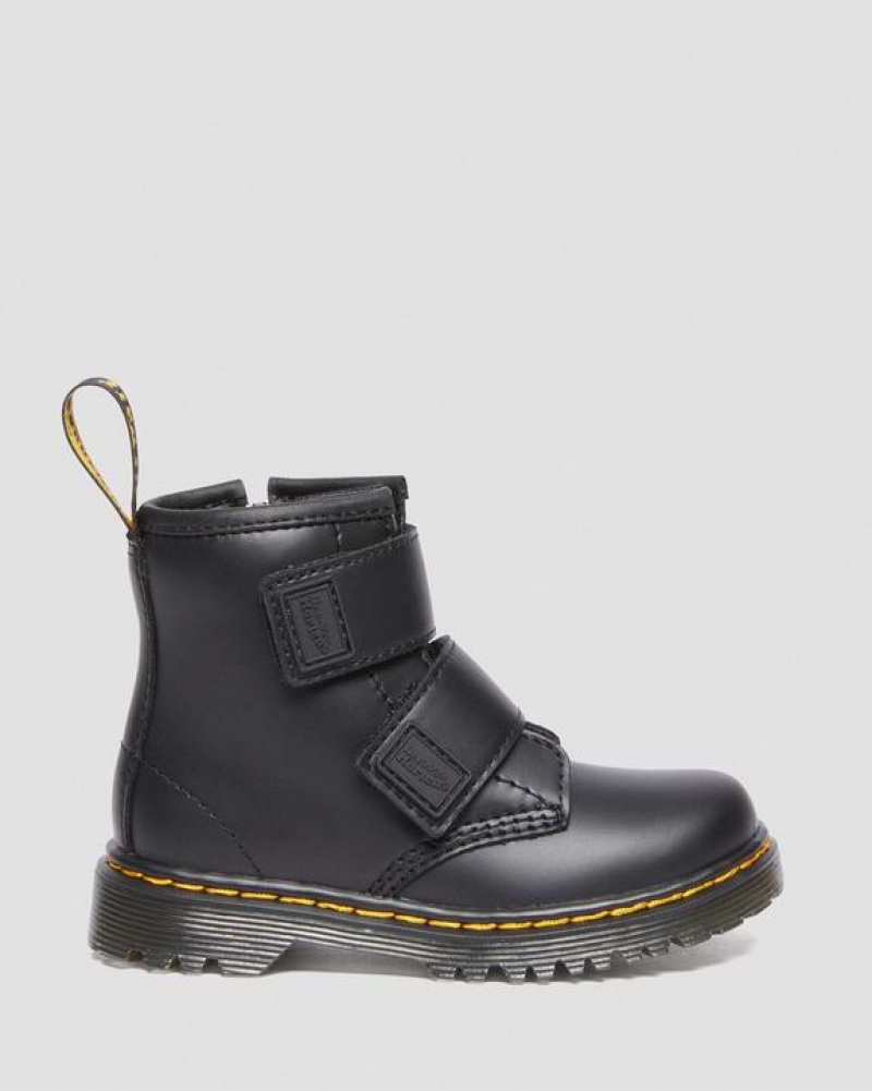 Dr Martens Toddler 1460 Double Strap Nahkaiset Lasten Saappaat Mustat | Suomi_Dr59051