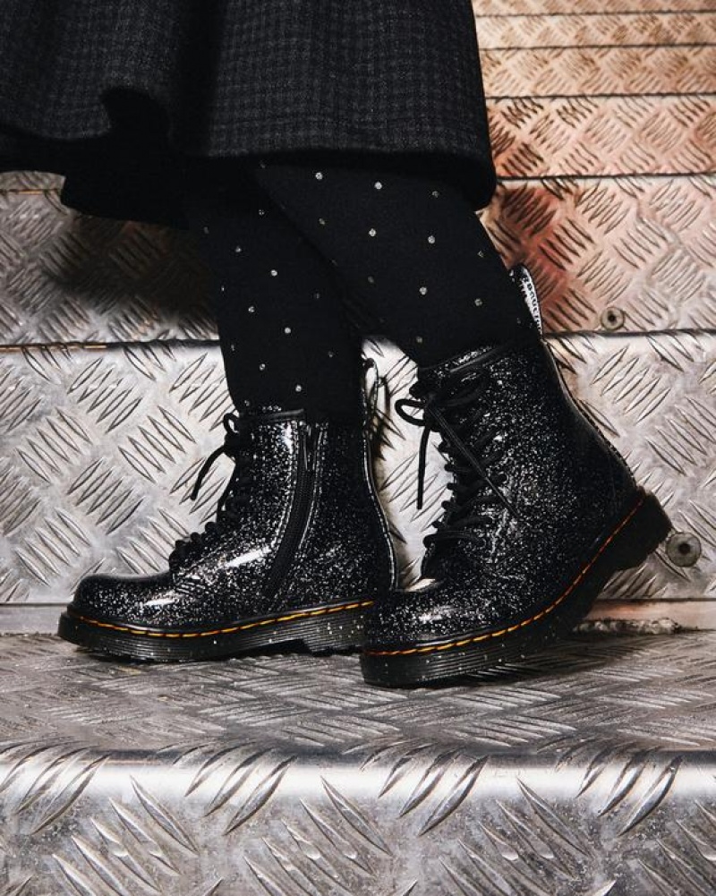 Dr Martens Toddler 1460 Glitter Pitsi Up Lasten Saappaat Mustat | Suomi_Dr67193