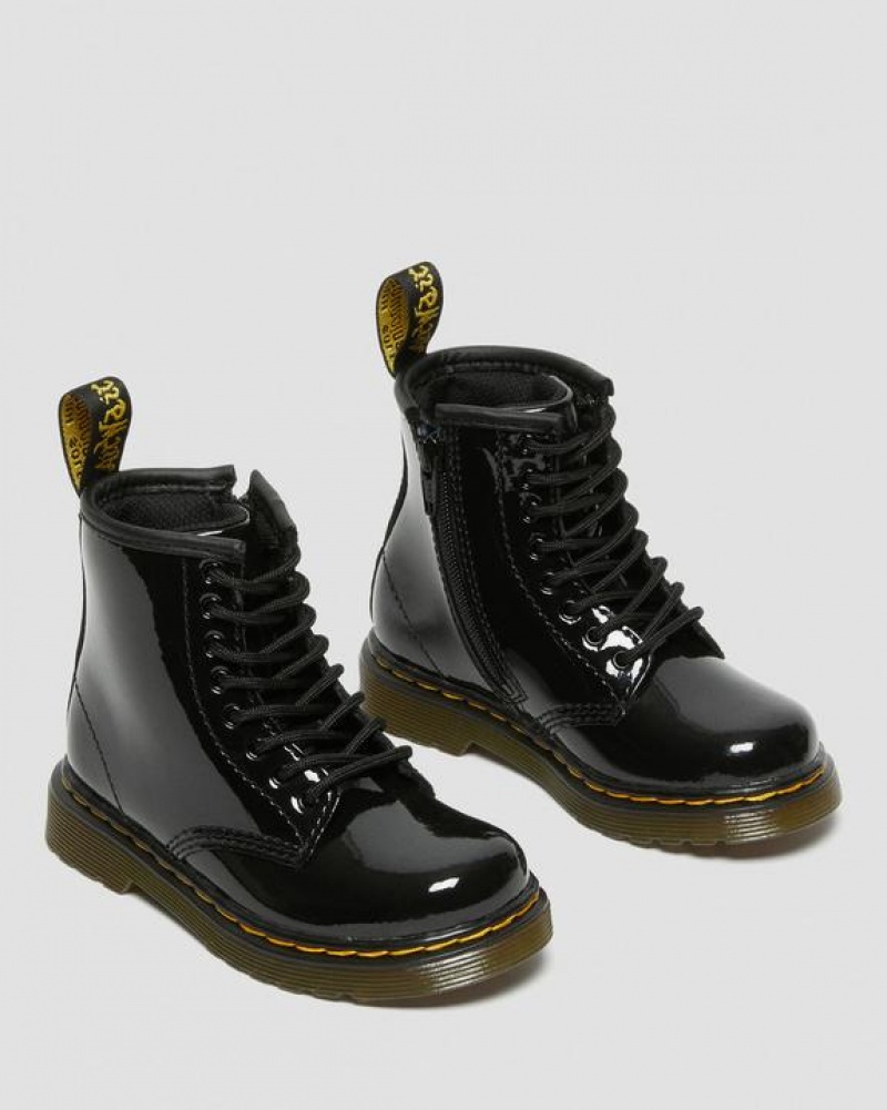 Dr Martens Toddler 1460 Kiiltonahka Nahkaiset Pitsi Up Lasten Saappaat Mustat | Suomi_Dr96102