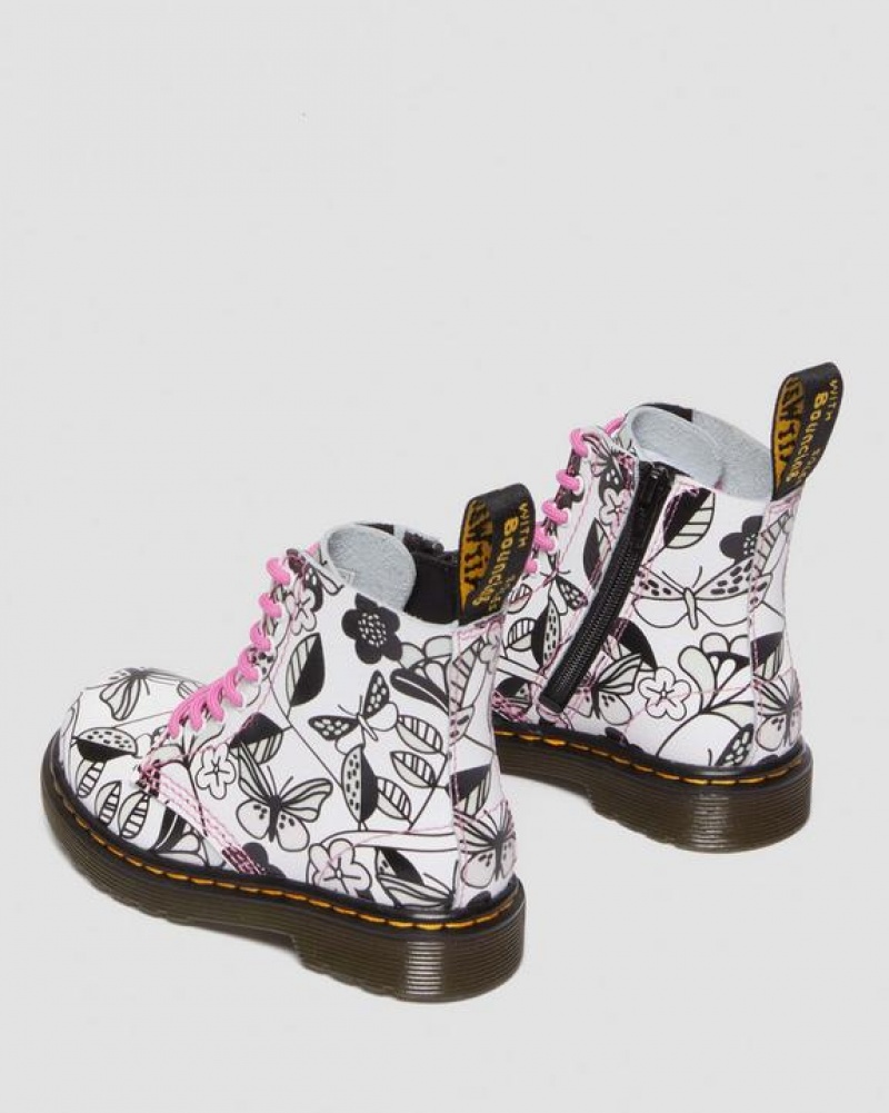 Dr Martens Toddler 1460 Meadow Print Nahkaiset Pitsi Up Lasten Saappaat Valkoinen | Suomi_Dr82105