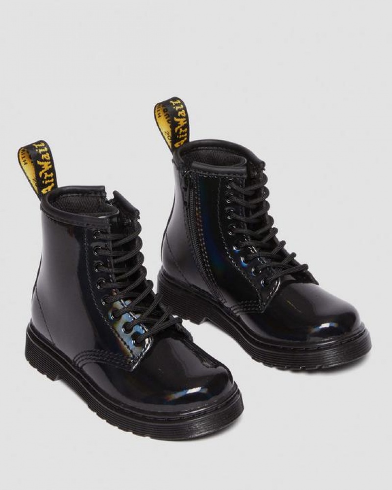 Dr Martens Toddler 1460 Rainbow Kiiltonahka Nahkaiset Pitsi Up Lasten Saappaat Mustat | Suomi_Dr17657