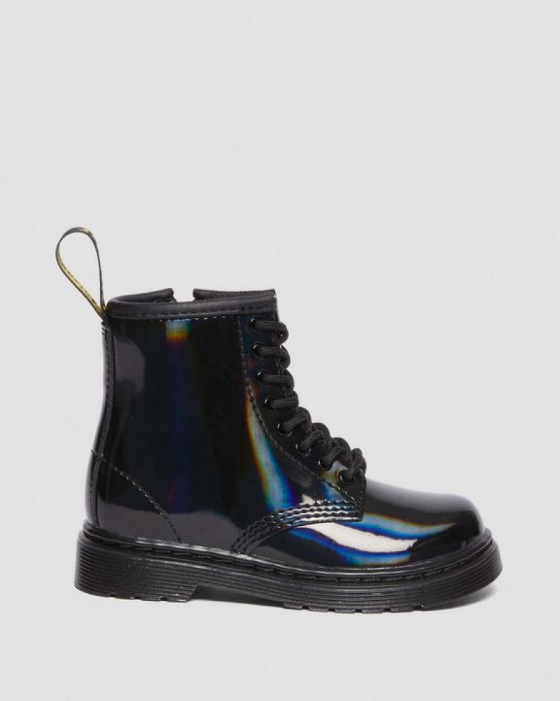 Dr Martens Toddler 1460 Rainbow Kiiltonahka Nahkaiset Pitsi Up Lasten Saappaat Mustat | Suomi_Dr17657