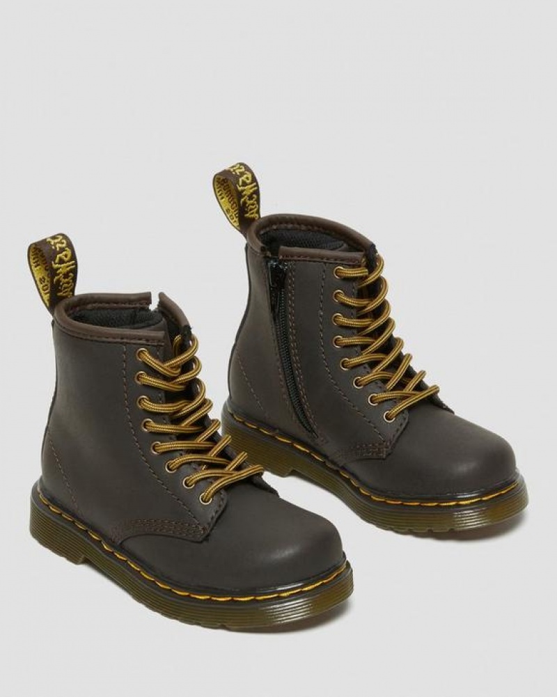 Dr Martens Toddler 1460 Wildhorse Nahkaiset Pitsi Up Lasten Saappaat Tummanruskea | Suomi_Dr26568