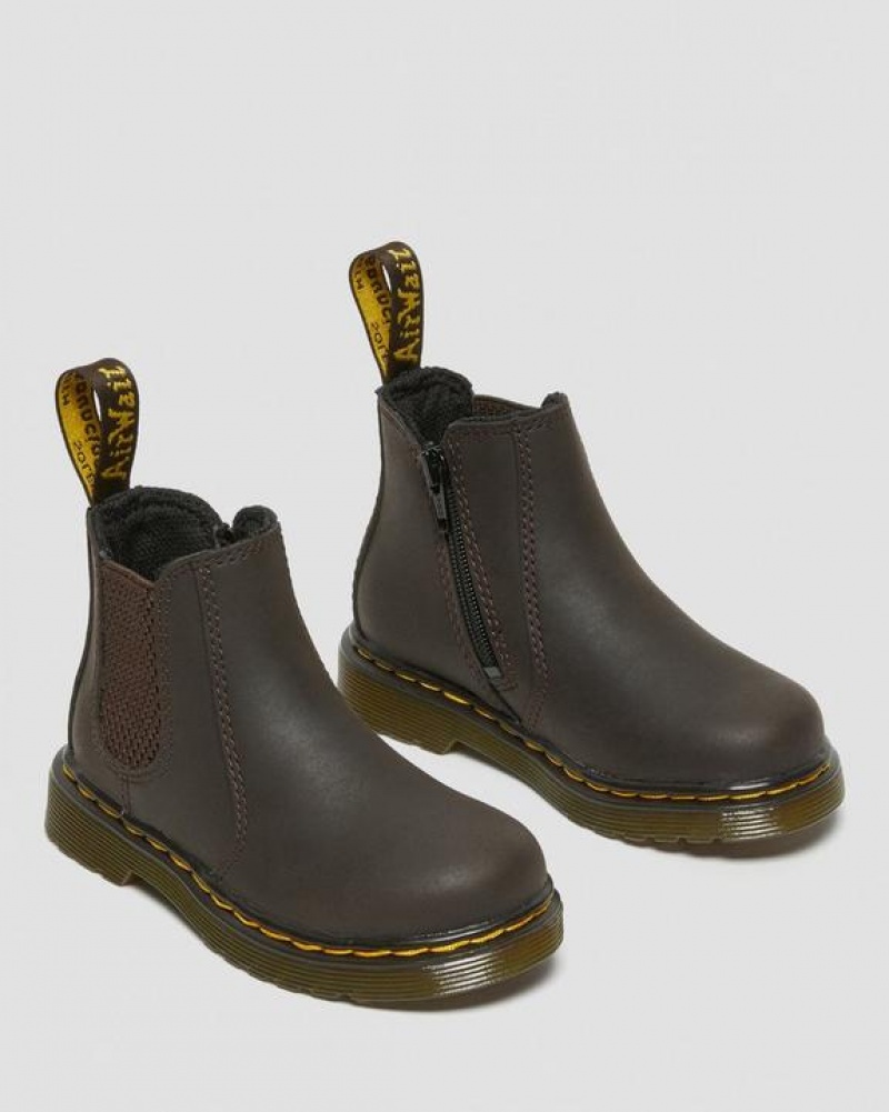 Dr Martens Toddler 2976 Wildhorse Nahkaiset Chelsea Lasten Saappaat Tummanruskea | Suomi_Dr23251