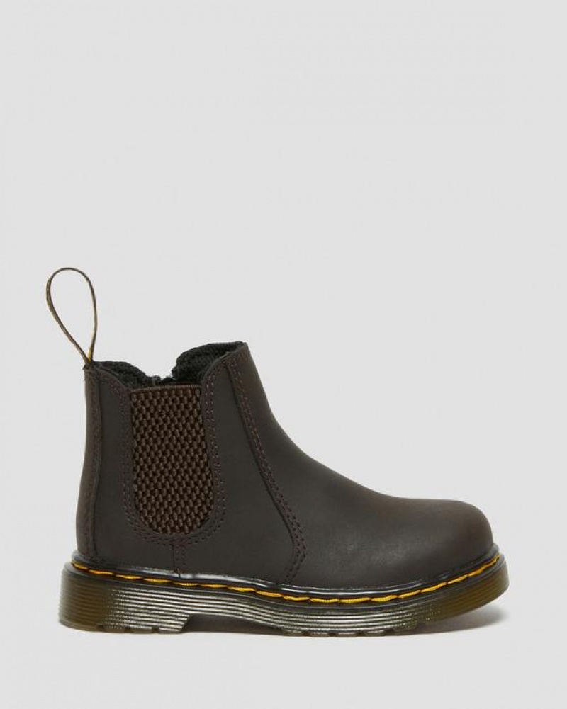 Dr Martens Toddler 2976 Wildhorse Nahkaiset Chelsea Lasten Saappaat Tummanruskea | Suomi_Dr23251