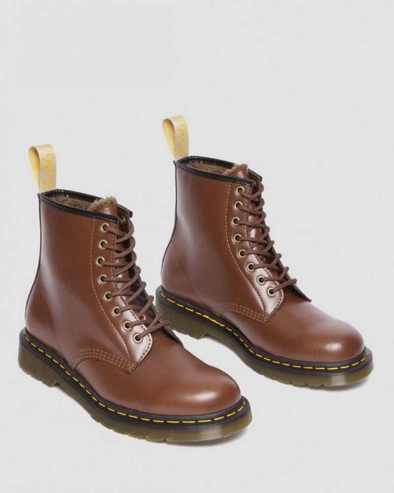 Dr Martens Vegaaniset 1460 Faux Fur Vuoratut Pitsi Up Naisten Saappaat Ruskea | Suomi_Dr64434