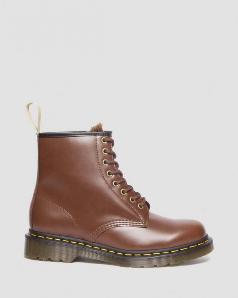 Dr Martens Vegaaniset 1460 Faux Fur Vuoratut Pitsi Up Naisten Saappaat Ruskea | Suomi_Dr64434