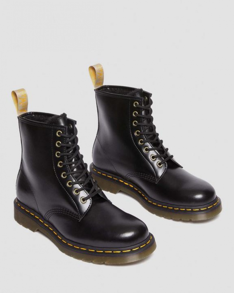 Dr Martens Vegaaniset 1460 Faux Fur Vuoratut Pitsi Up Miesten Saappaat Mustat | Suomi_Dr43956