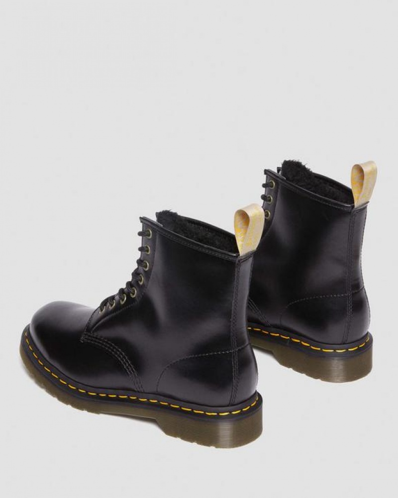 Dr Martens Vegaaniset 1460 Faux Fur Vuoratut Pitsi Up Miesten Saappaat Mustat | Suomi_Dr43956