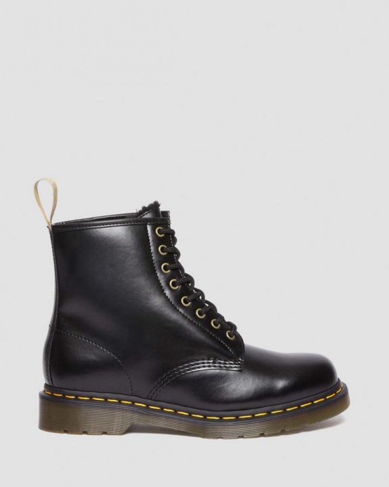 Dr Martens Vegaaniset 1460 Faux Fur Vuoratut Pitsi Up Miesten Saappaat Mustat | Suomi_Dr43956