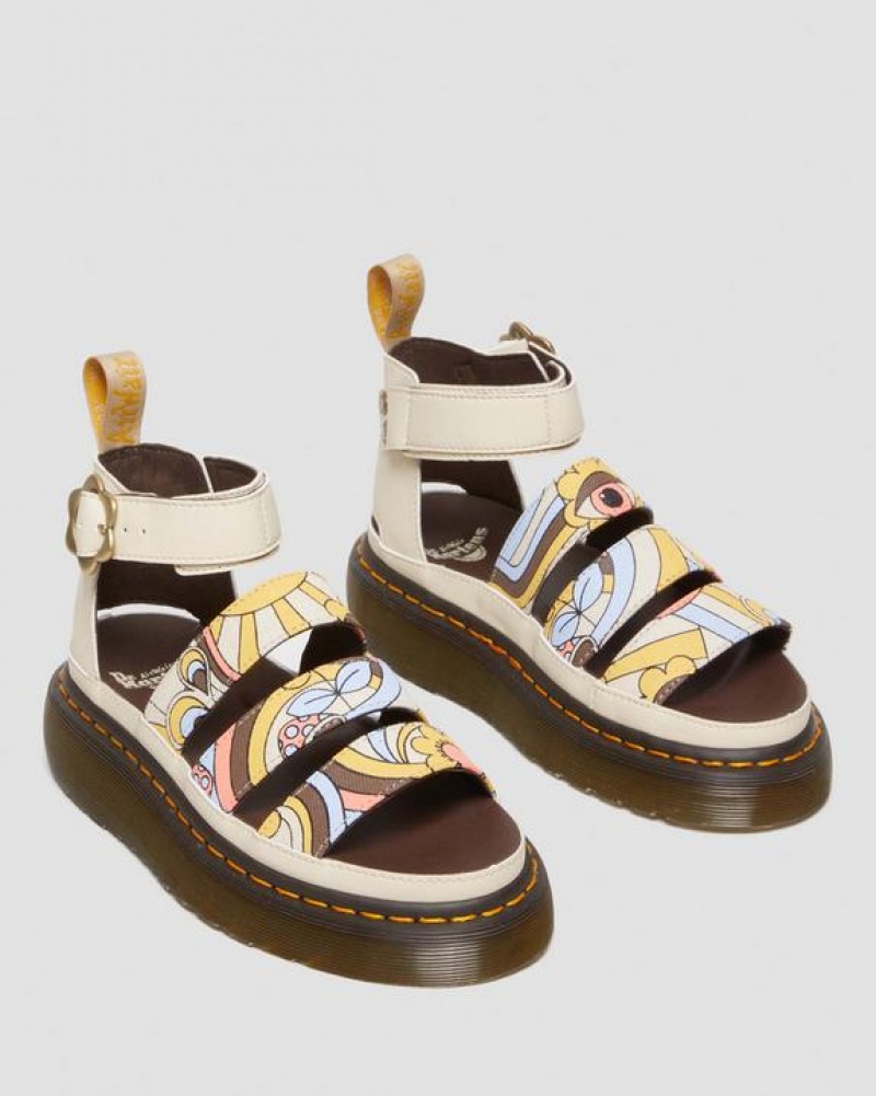 Dr Martens Vegaaniset Clarissa II Retro Canvas Platform Strap Naisten Sandaalit Beige | Suomi_Dr52140