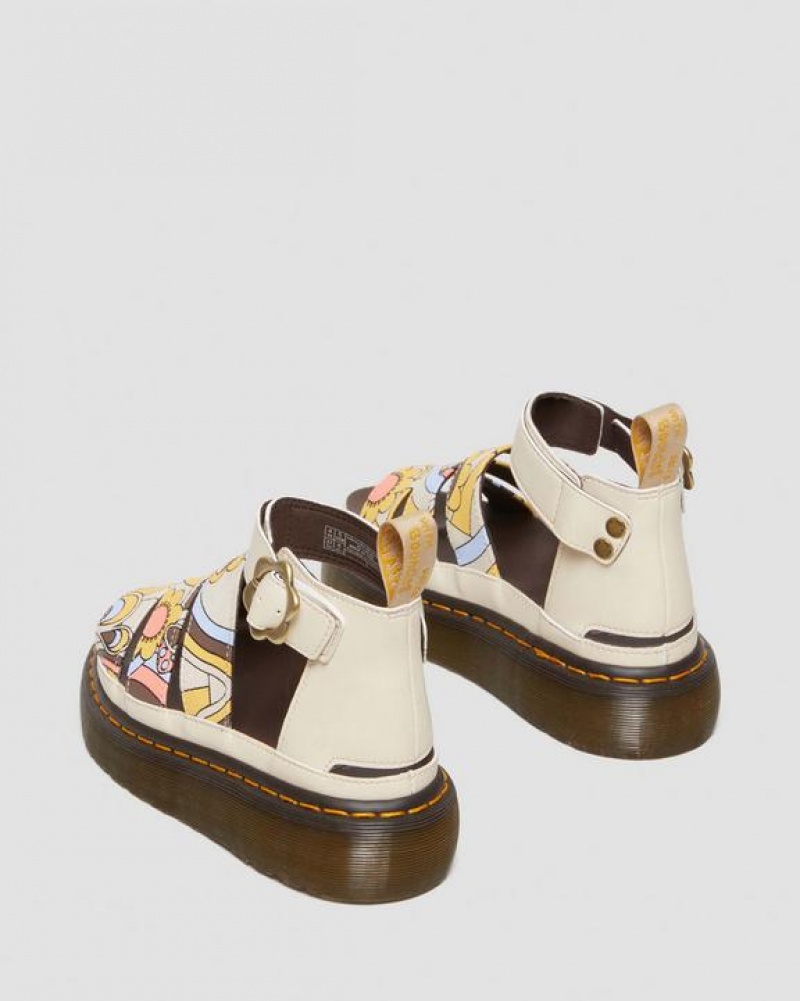 Dr Martens Vegaaniset Clarissa II Retro Canvas Platform Strap Naisten Sandaalit Beige | Suomi_Dr52140