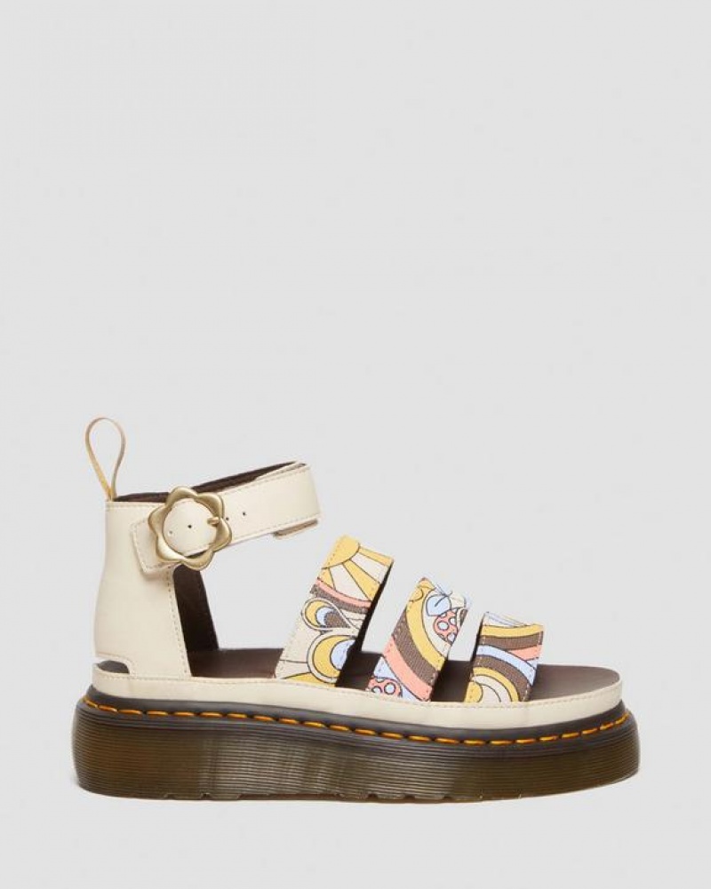 Dr Martens Vegaaniset Clarissa II Retro Canvas Platform Strap Naisten Sandaalit Beige | Suomi_Dr52140