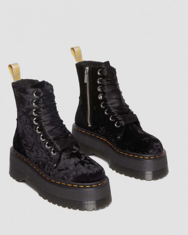 Dr Martens Vegaaniset Jadon Boot Max Crushed Velvet Platforms Naisten Saappaat Mustat | Suomi_Dr26458