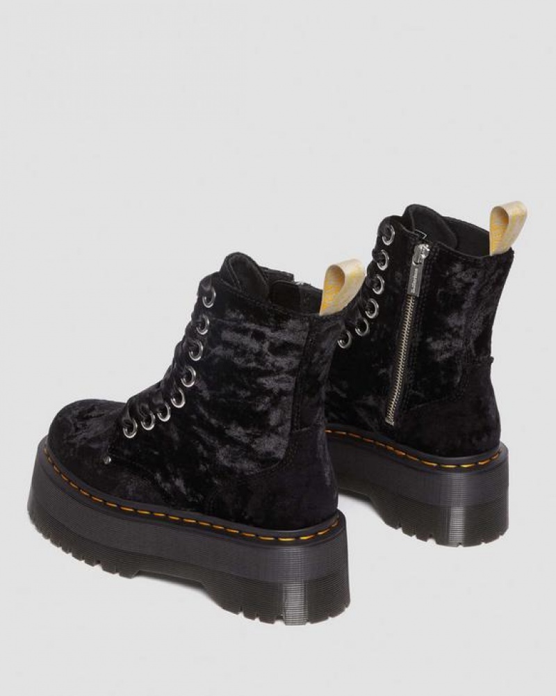 Dr Martens Vegaaniset Jadon Boot Max Crushed Velvet Platforms Naisten Saappaat Mustat | Suomi_Dr26458