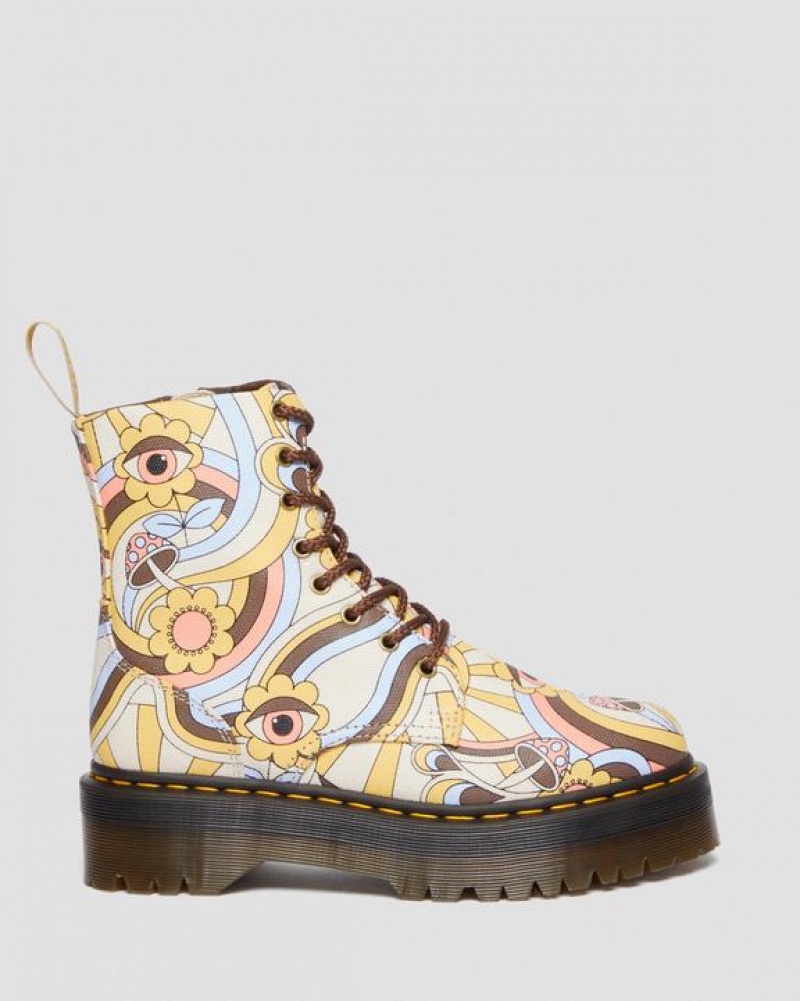 Dr Martens Vegaaniset Jadon Boot Retro Canvas Platforms Naisten Saappaat Keltainen Monivärinen | Suomi_Dr55523