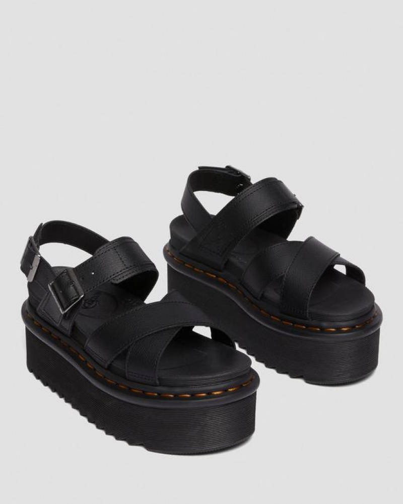 Dr Martens Voss II Athena Nahkaiset Strap Platform Naisten Sandaalit Mustat | Suomi_Dr48585