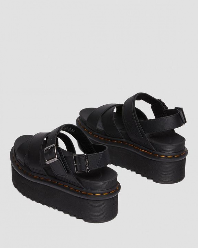 Dr Martens Voss II Athena Nahkaiset Strap Platform Naisten Sandaalit Mustat | Suomi_Dr48585