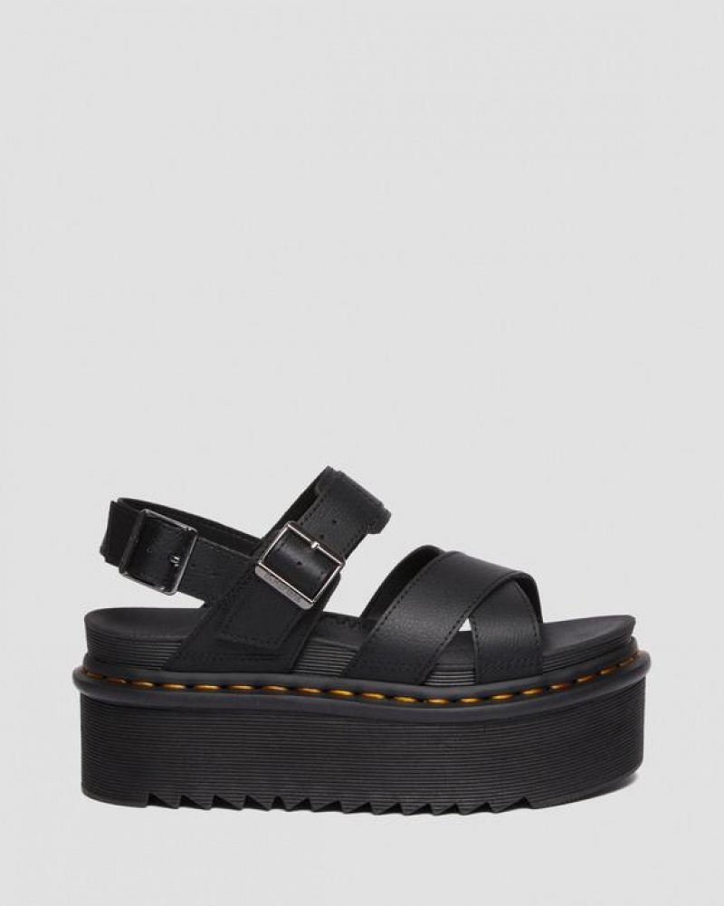 Dr Martens Voss II Athena Nahkaiset Strap Platform Naisten Sandaalit Mustat | Suomi_Dr48585