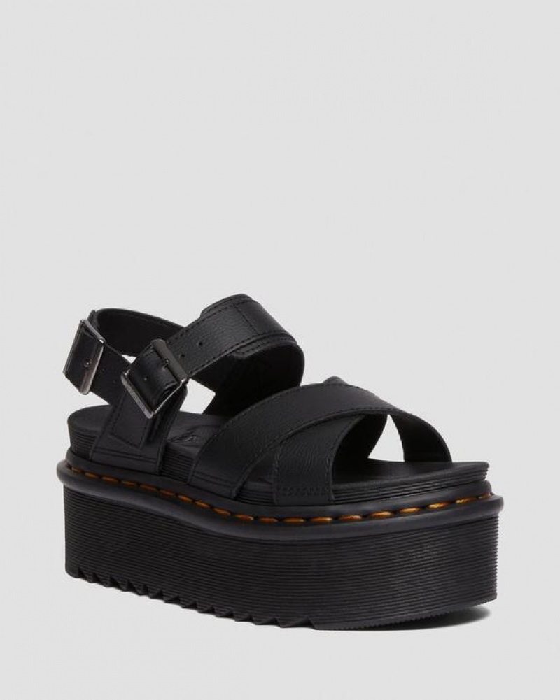 Dr Martens Voss II Athena Nahkaiset Strap Platform Naisten Sandaalit Mustat | Suomi_Dr48585