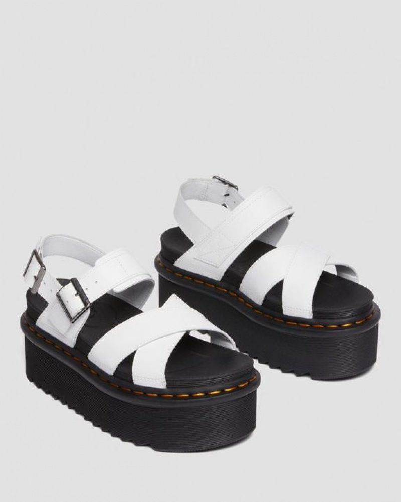 Dr Martens Voss II Athena Nahkaiset Strap Platform Naisten Sandaalit Valkoinen | Suomi_Dr57158