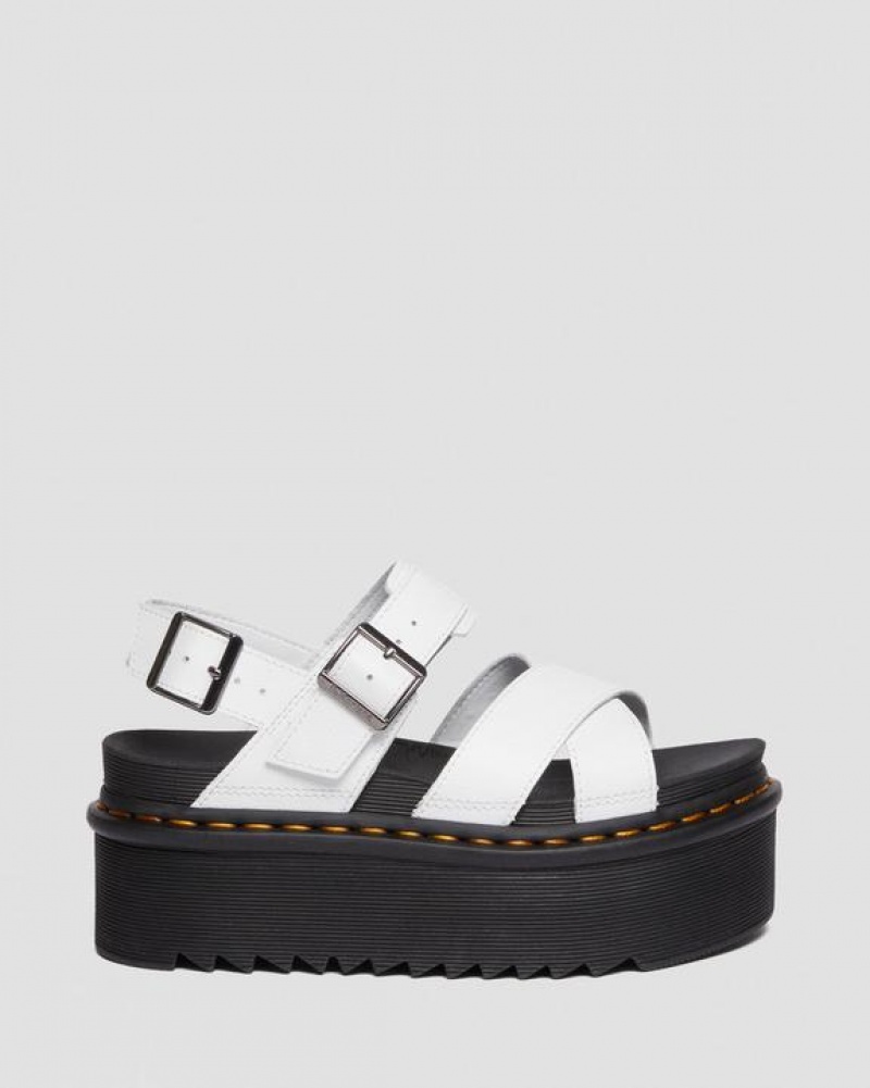 Dr Martens Voss II Athena Nahkaiset Strap Platform Naisten Sandaalit Valkoinen | Suomi_Dr57158