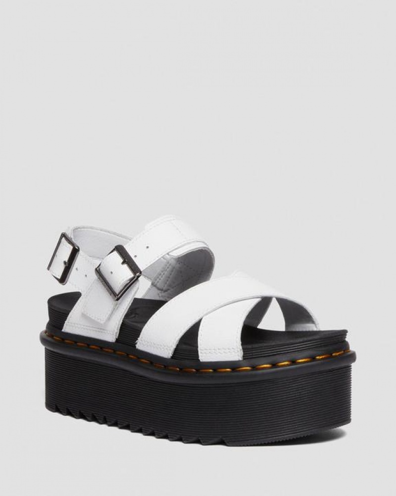 Dr Martens Voss II Athena Nahkaiset Strap Platform Naisten Sandaalit Valkoinen | Suomi_Dr57158