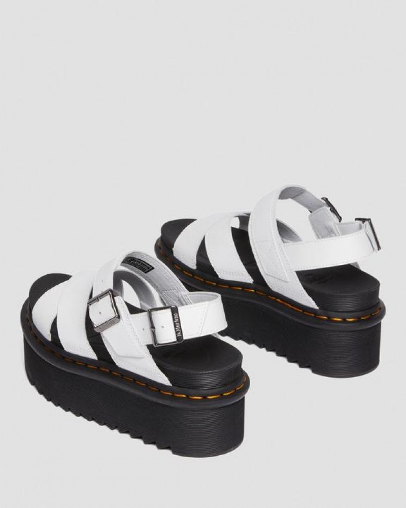 Dr Martens Voss II Athena Nahkaiset Strap Naisten Platform Kengät Valkoinen | Suomi_Dr51957