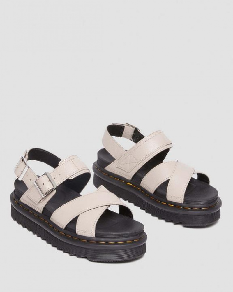 Dr Martens Voss II Pisa Nahkaiset Strap Naisten Platform Kengät Harmaat Ruskea | Suomi_Dr87498