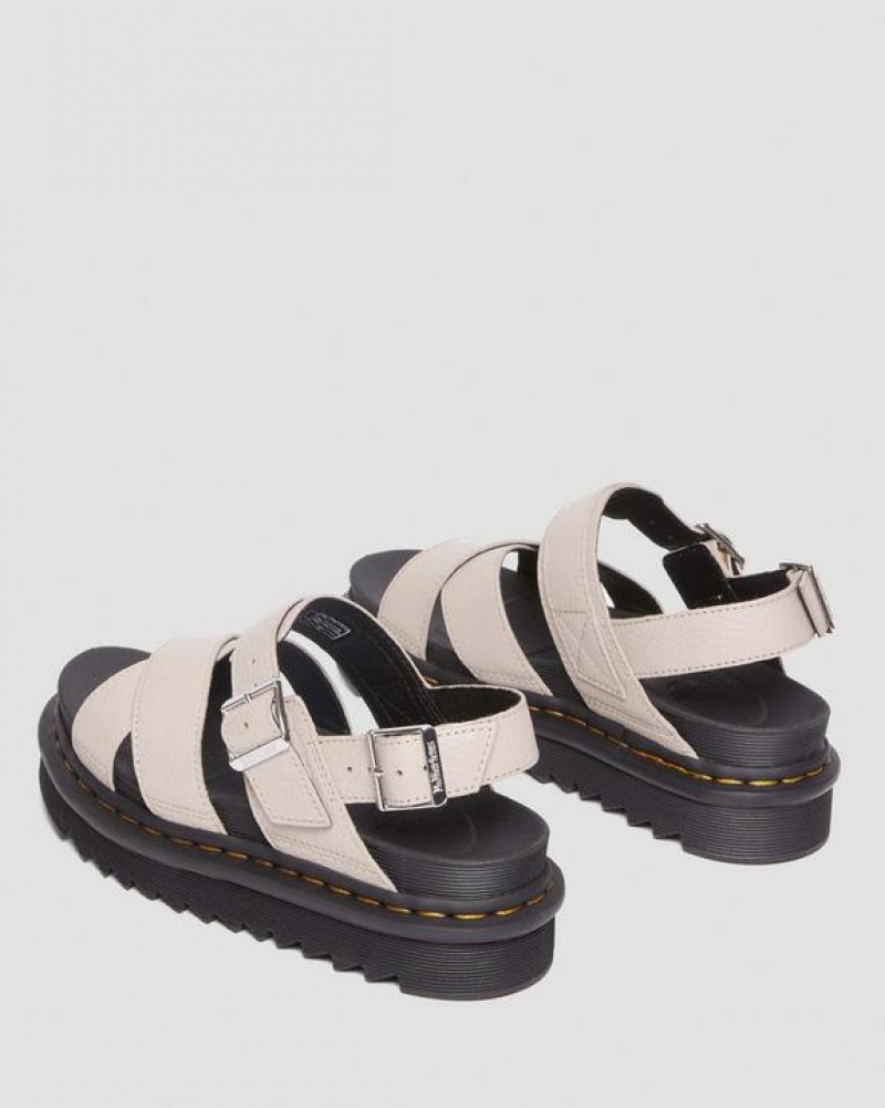 Dr Martens Voss II Pisa Nahkaiset Strap Naisten Platform Kengät Harmaat Ruskea | Suomi_Dr87498