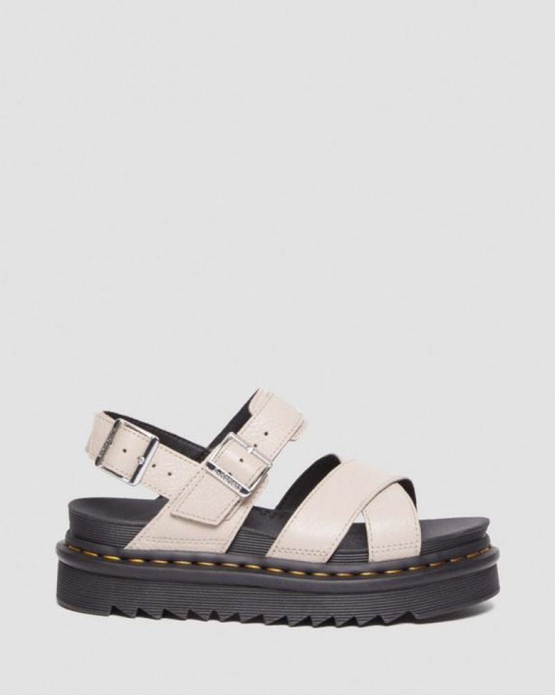 Dr Martens Voss II Pisa Nahkaiset Strap Naisten Platform Kengät Harmaat Ruskea | Suomi_Dr87498