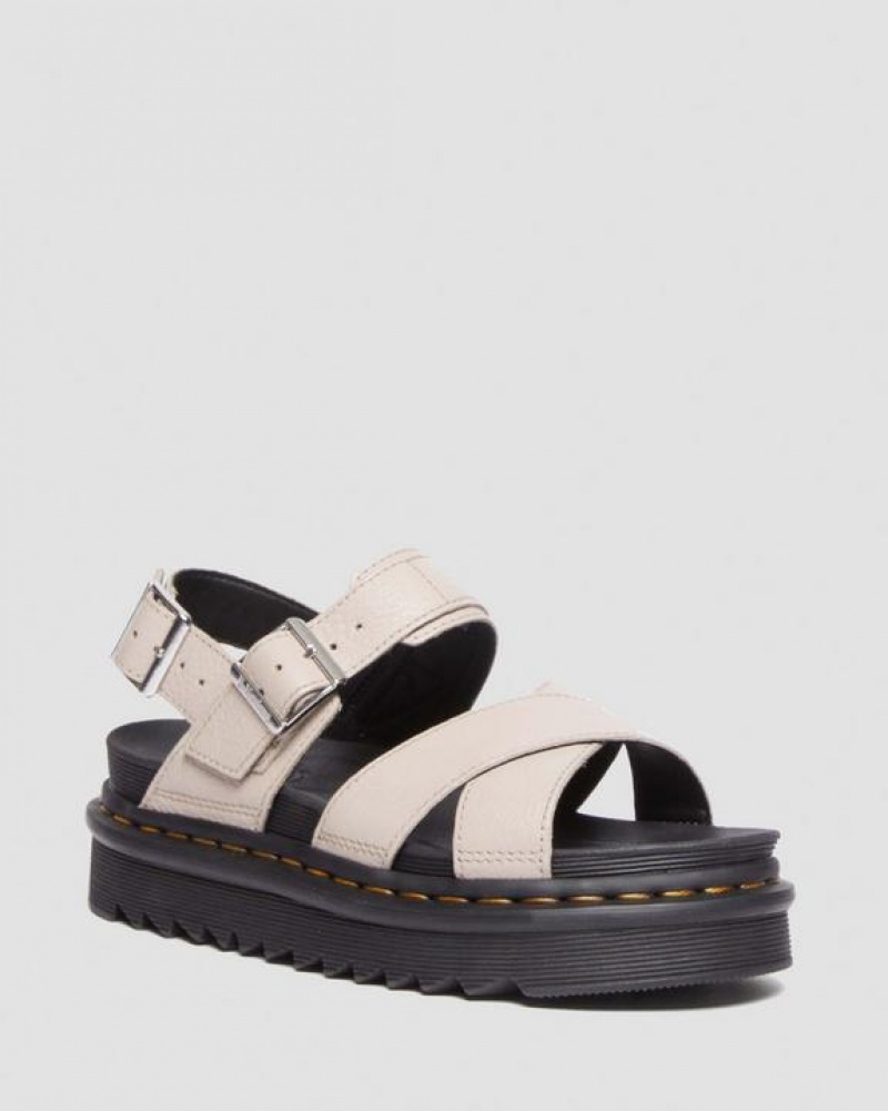 Dr Martens Voss II Pisa Nahkaiset Strap Naisten Platform Kengät Harmaat Ruskea | Suomi_Dr87498