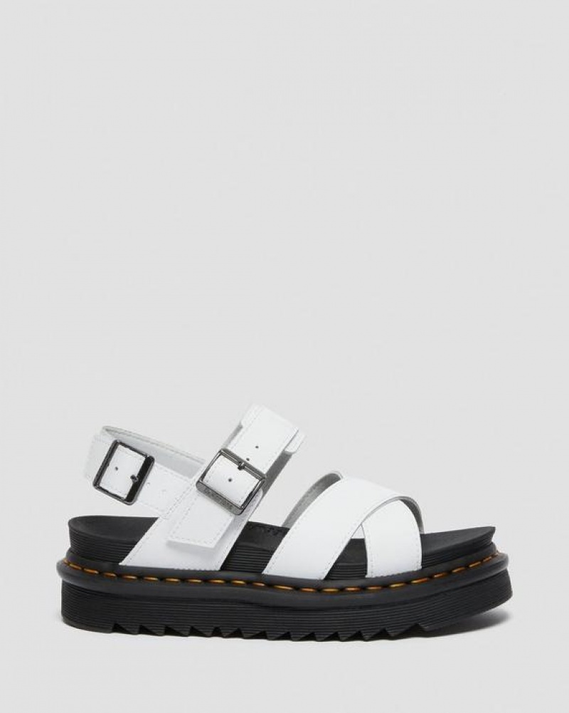 Dr Martens Voss II Women's Nahkaiset Strap Naisten Platform Kengät Valkoinen | Suomi_Dr46096