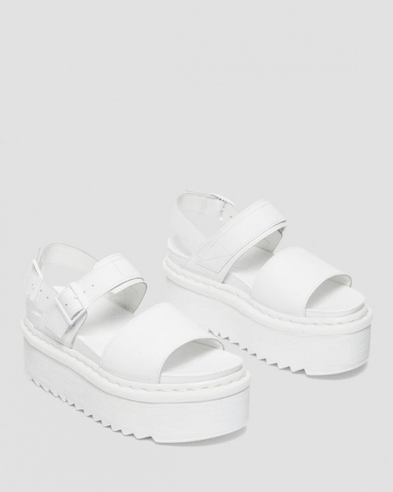 Dr Martens Voss Mono Nahkaiset Platform Strap Naisten Sandaalit Valkoinen | Suomi_Dr18963