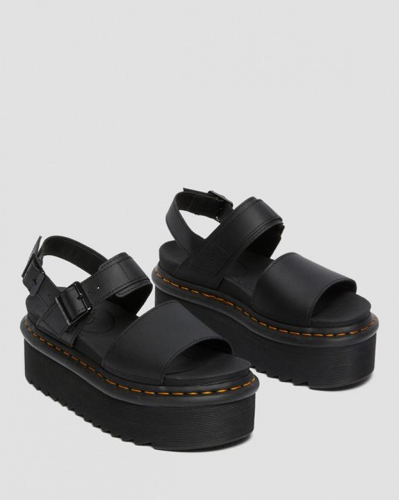 Dr Martens Voss Women's Nahkaiset Strap Platform Naisten Sandaalit Mustat | Suomi_Dr90869