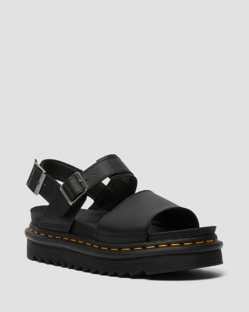 Dr Martens Voss Women's Nahkaiset Strap Naisten Platform Kengät Mustat | Suomi_Dr61621