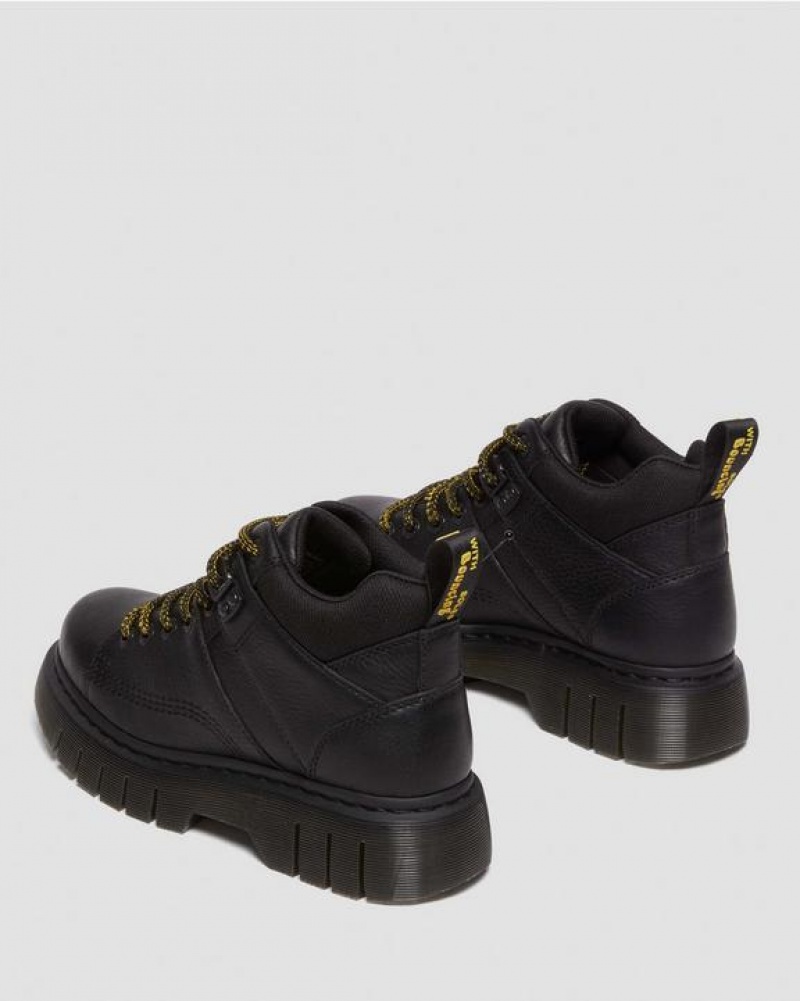 Dr Martens Woodard Grizzly Nahkaiset Low Vapaa-ajan Miesten Platform Kengät Mustat | Suomi_Dr67686