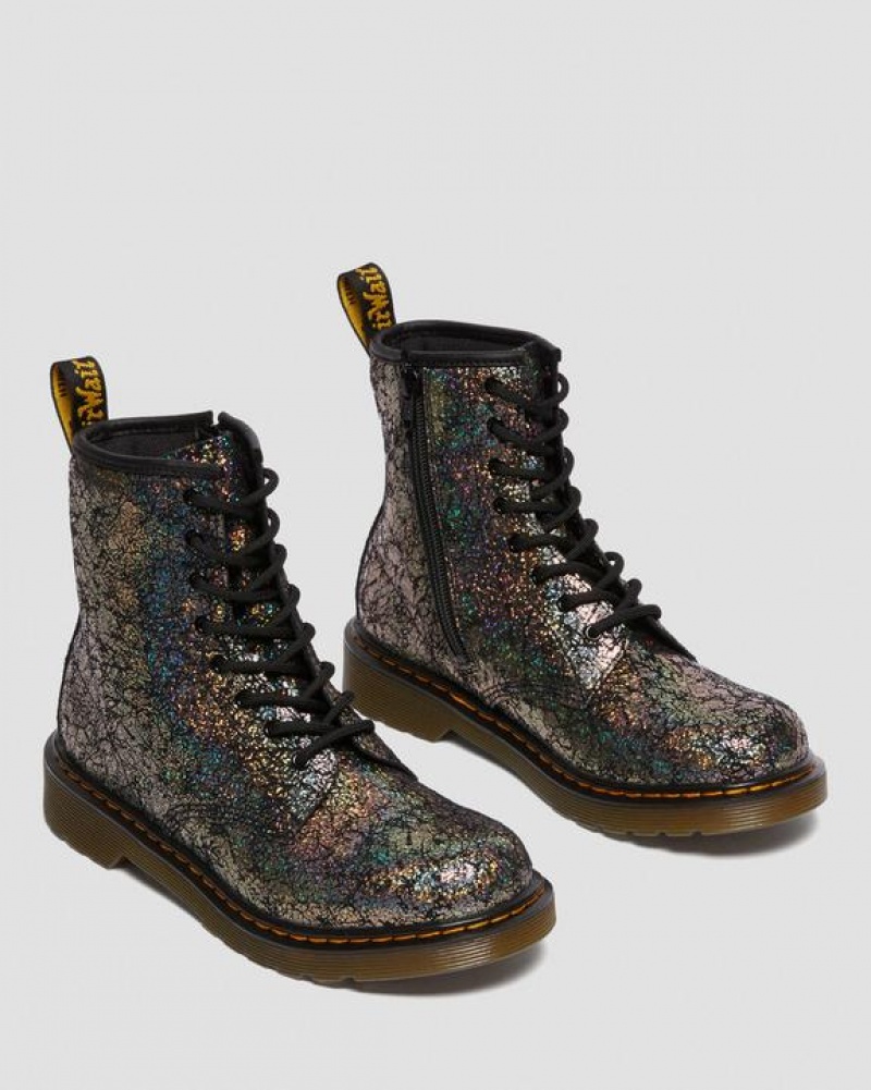 Dr Martens Youth 1460 Crinkle Metallic Pitsi Up Lasten Saappaat Mustat | Suomi_Dr99672