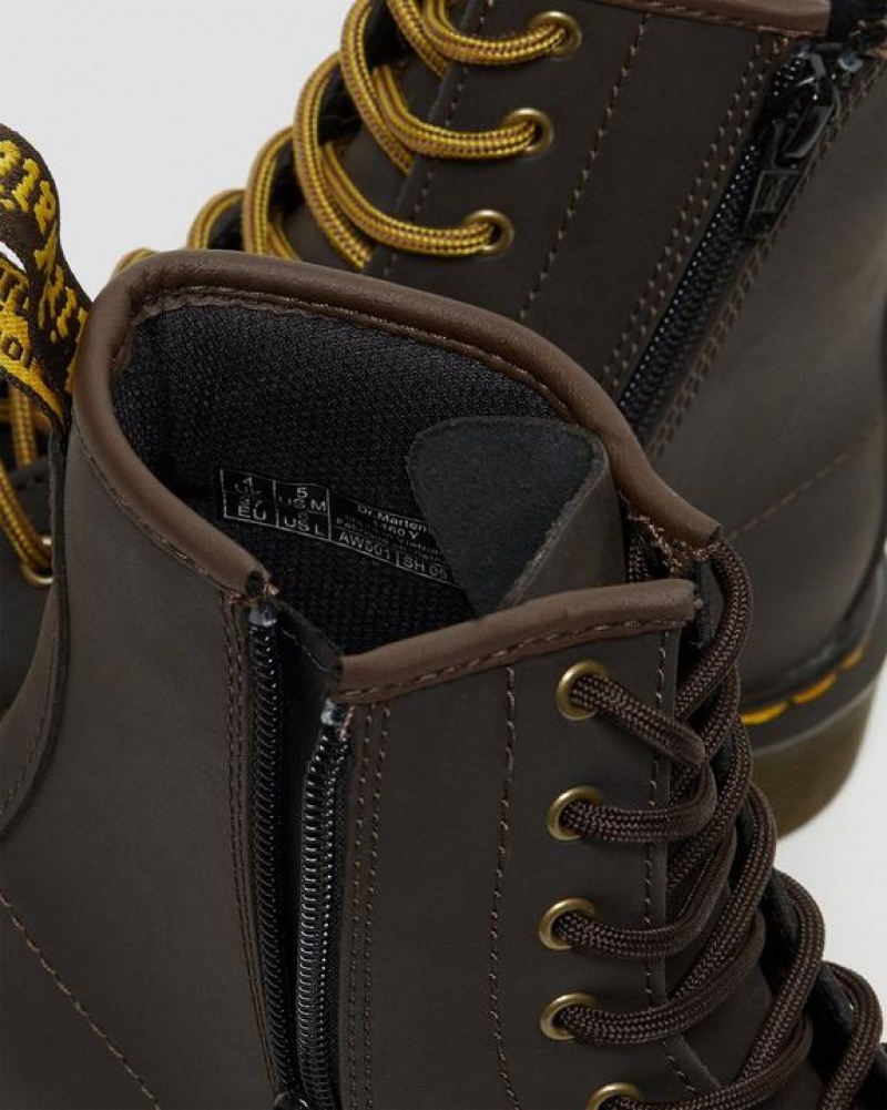 Dr Martens Youth 1460 Wildhorse Nahkaiset Pitsi Up Lasten Saappaat Tummanruskea | Suomi_Dr77345